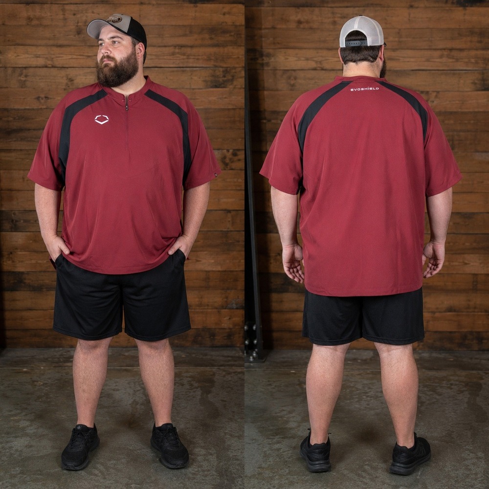 EvoShield Mens 3XL Maroon Black 1/4 Zip Short Sleeve BP Jacket WTV1091 Baseball